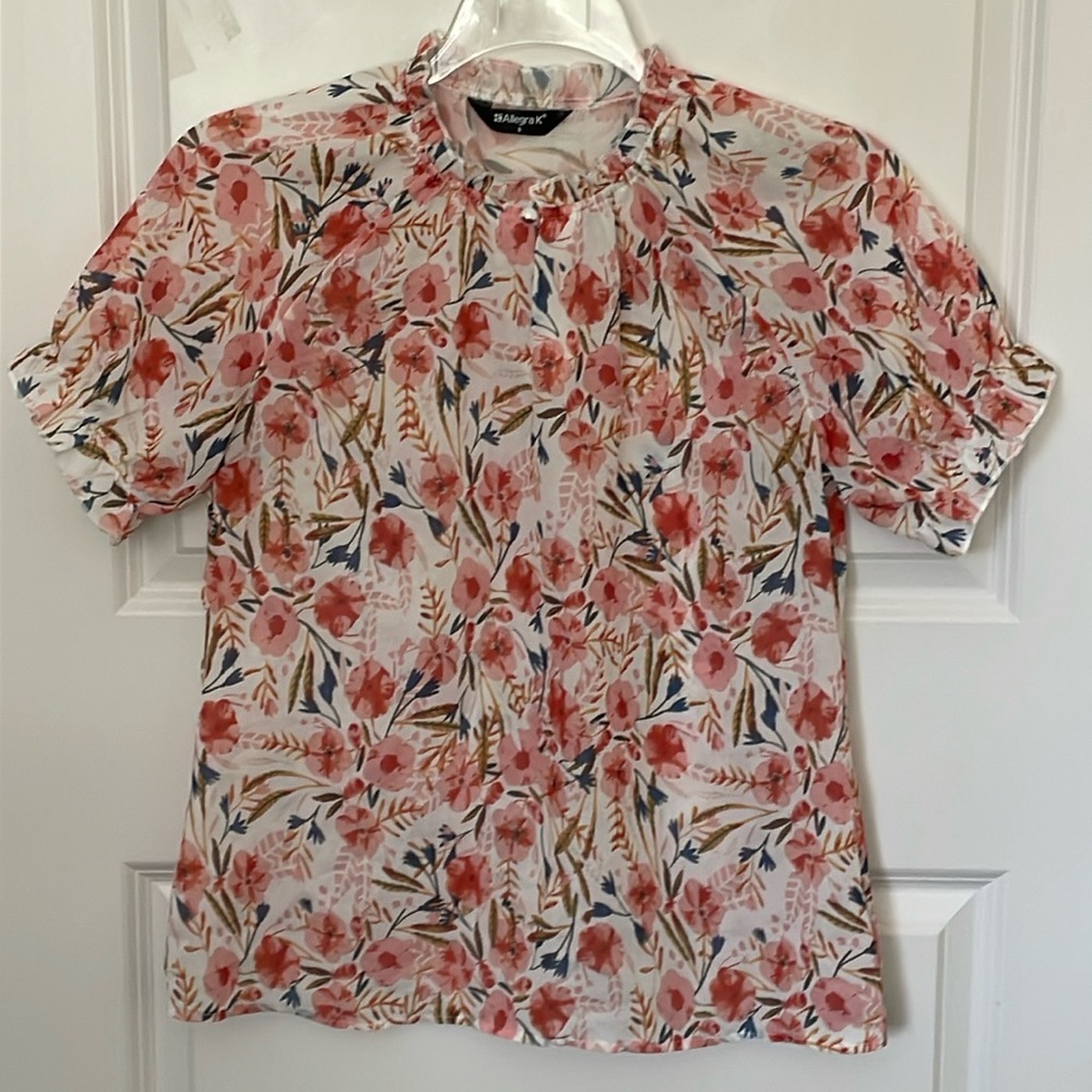 Allegra K Floral Blouse Small Romantic